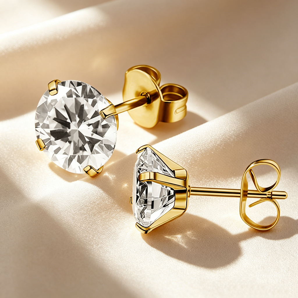 Classic Moissanite Solitaire Stud Earrings