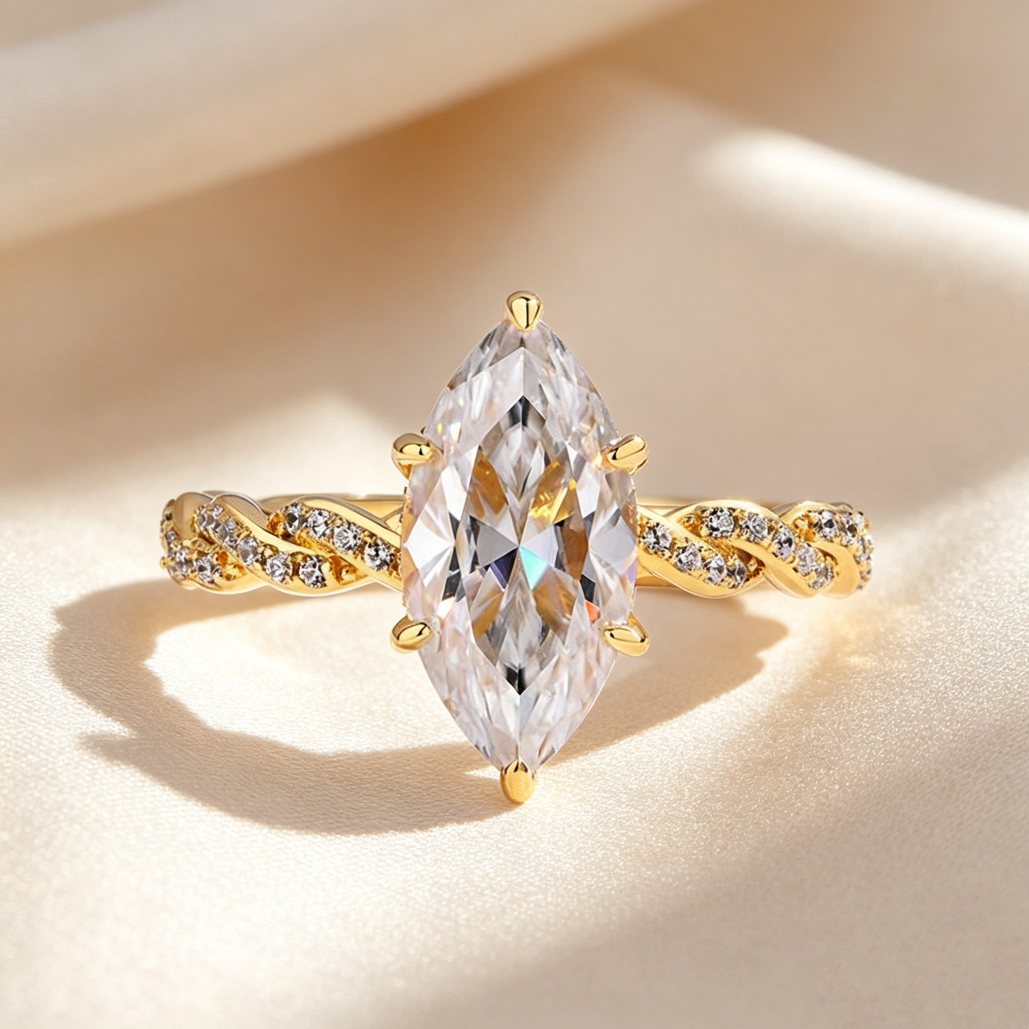 Marquise Cut Moissanite Ring