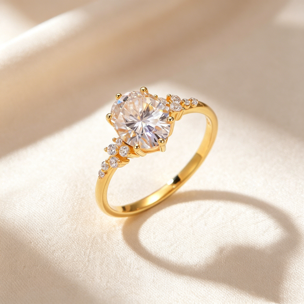 Luxurious Minimalist Sparkling Moissanite Ring