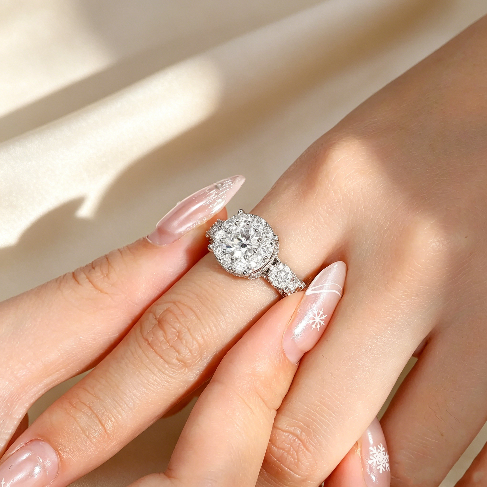 Twisted Band Multi-Layer Halo Moissanite Ring