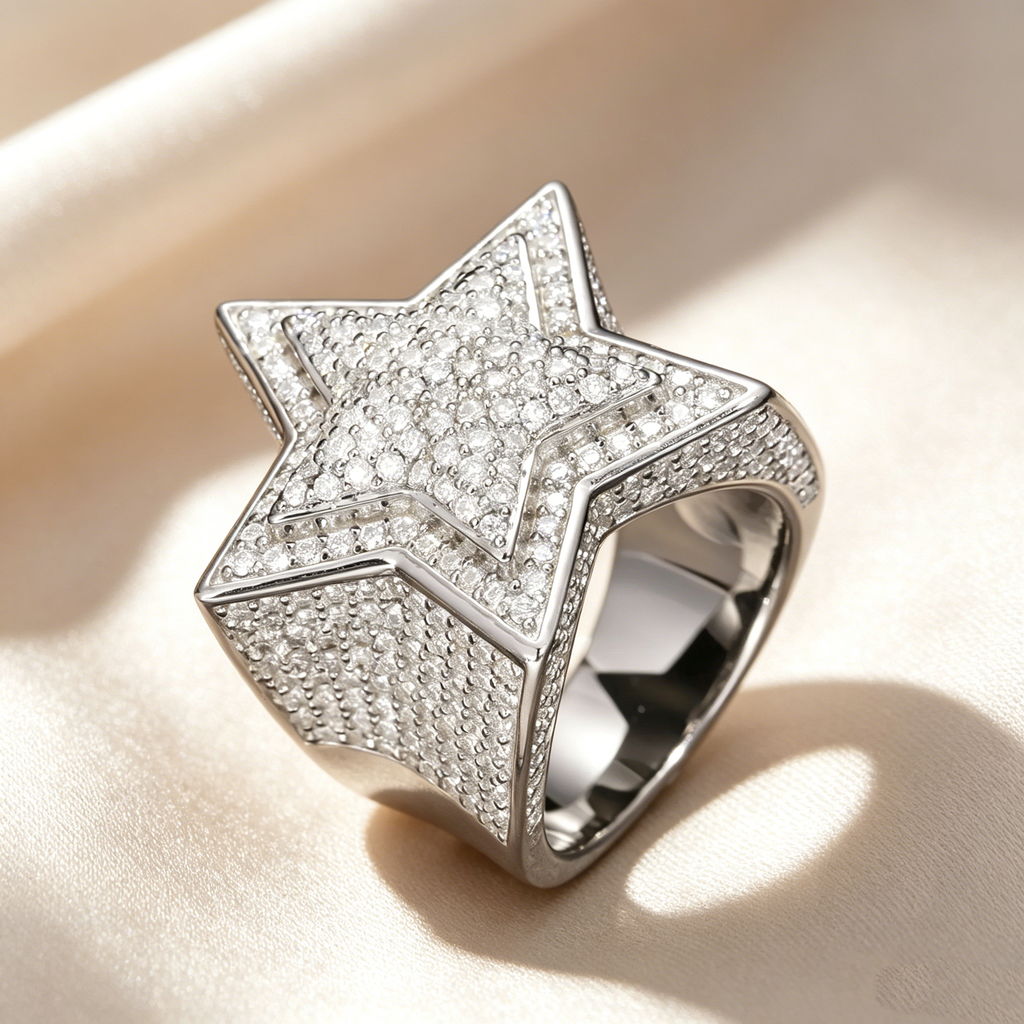 Luxury Five-Pointed Star Moissanite Ring
