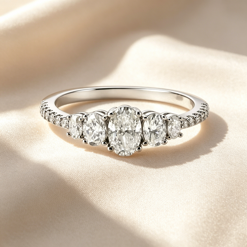 Oval Cut Five-Stone Moissanite Ring