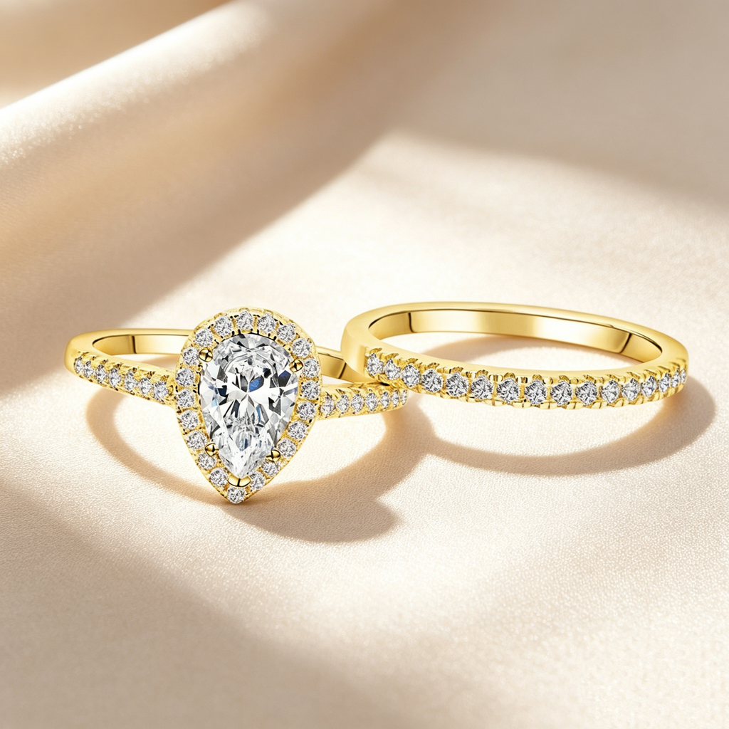 Grace Pear Halo Ring