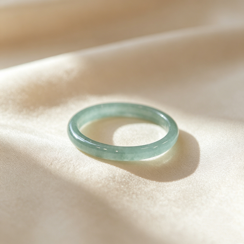 Natural Green Jade Minimal Band Ring