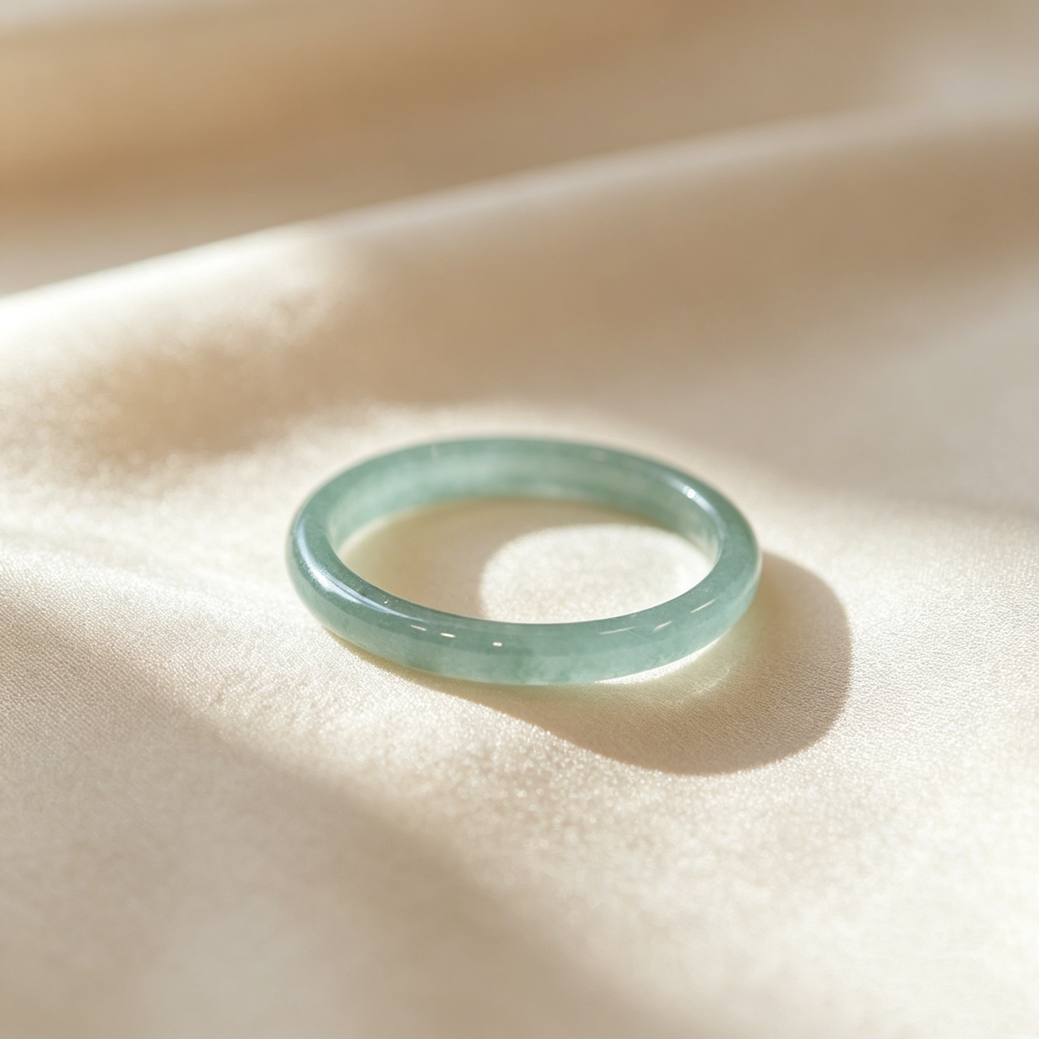Natural Green Jade Minimal Band Ring