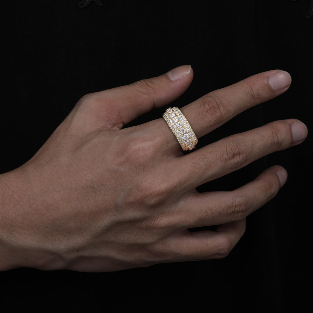 Wide Multi-Row Full Paved Moissanite Eternity Band Ring