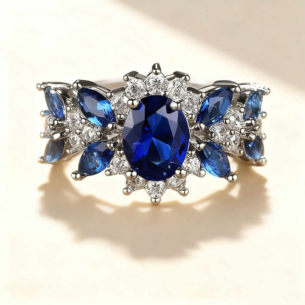 Blue Sapphire Leaf Ring
