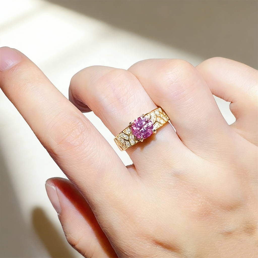 Pink Elegance Moissanite Ring