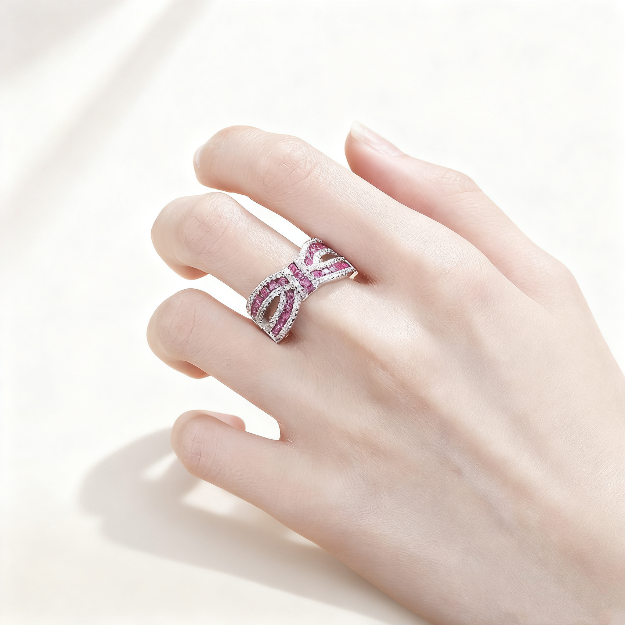 Pavé Amethyst & Diamond Bow Ring