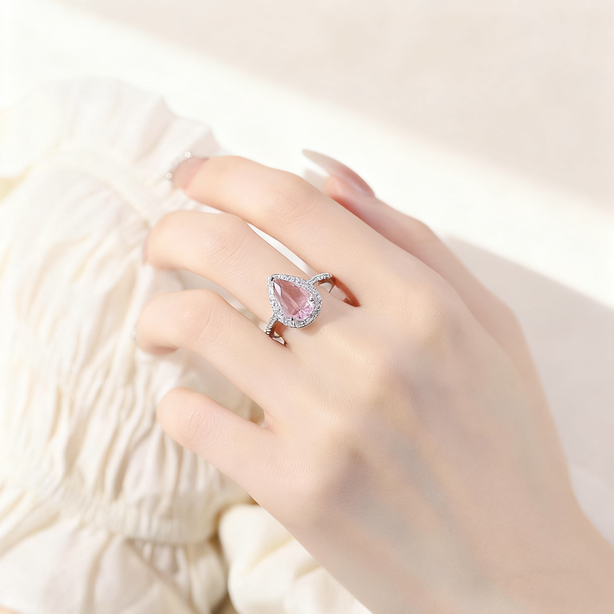 Pink Crystal Pavé Ring