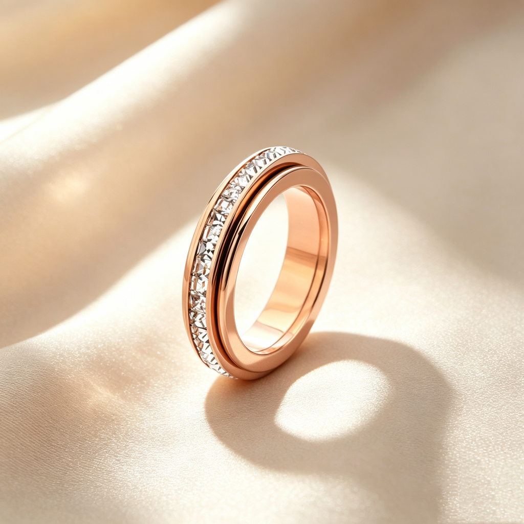 Rotating Triple Band Moissanite Anxiety Ring