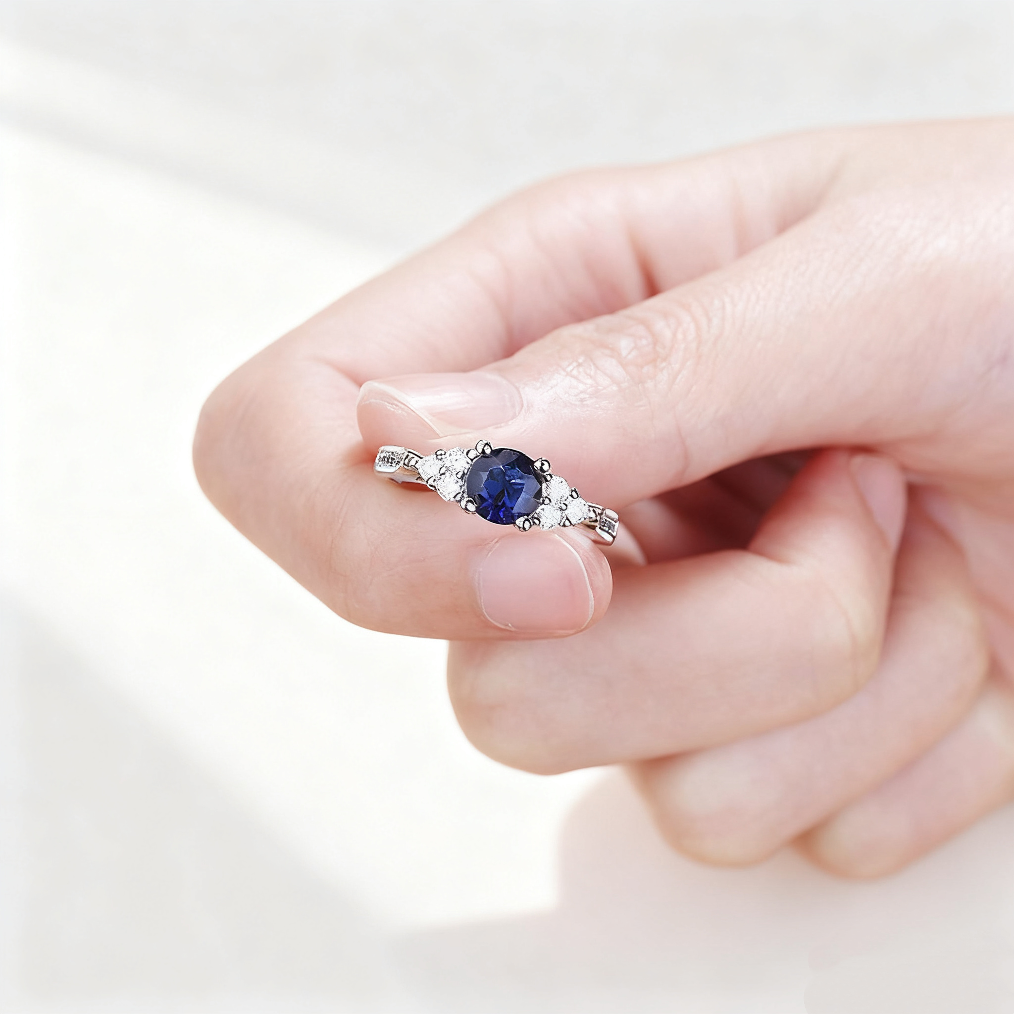 Blue Sapphire Pavé Ring