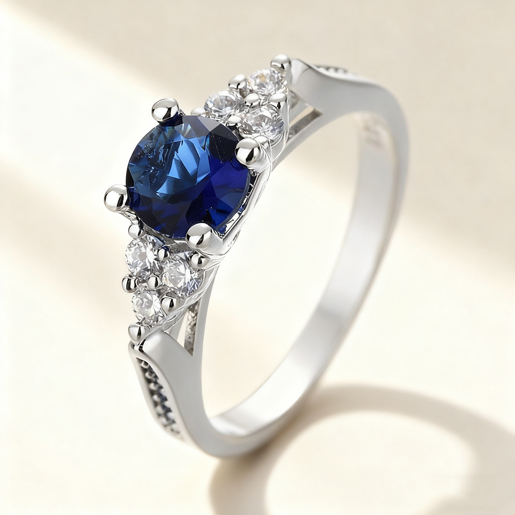 Blue Sapphire Pavé Ring