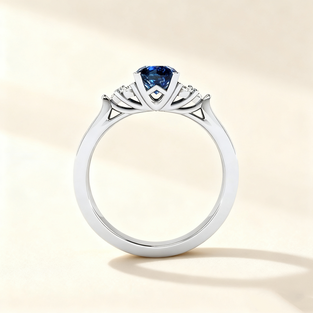 Blue Sapphire Pavé Ring