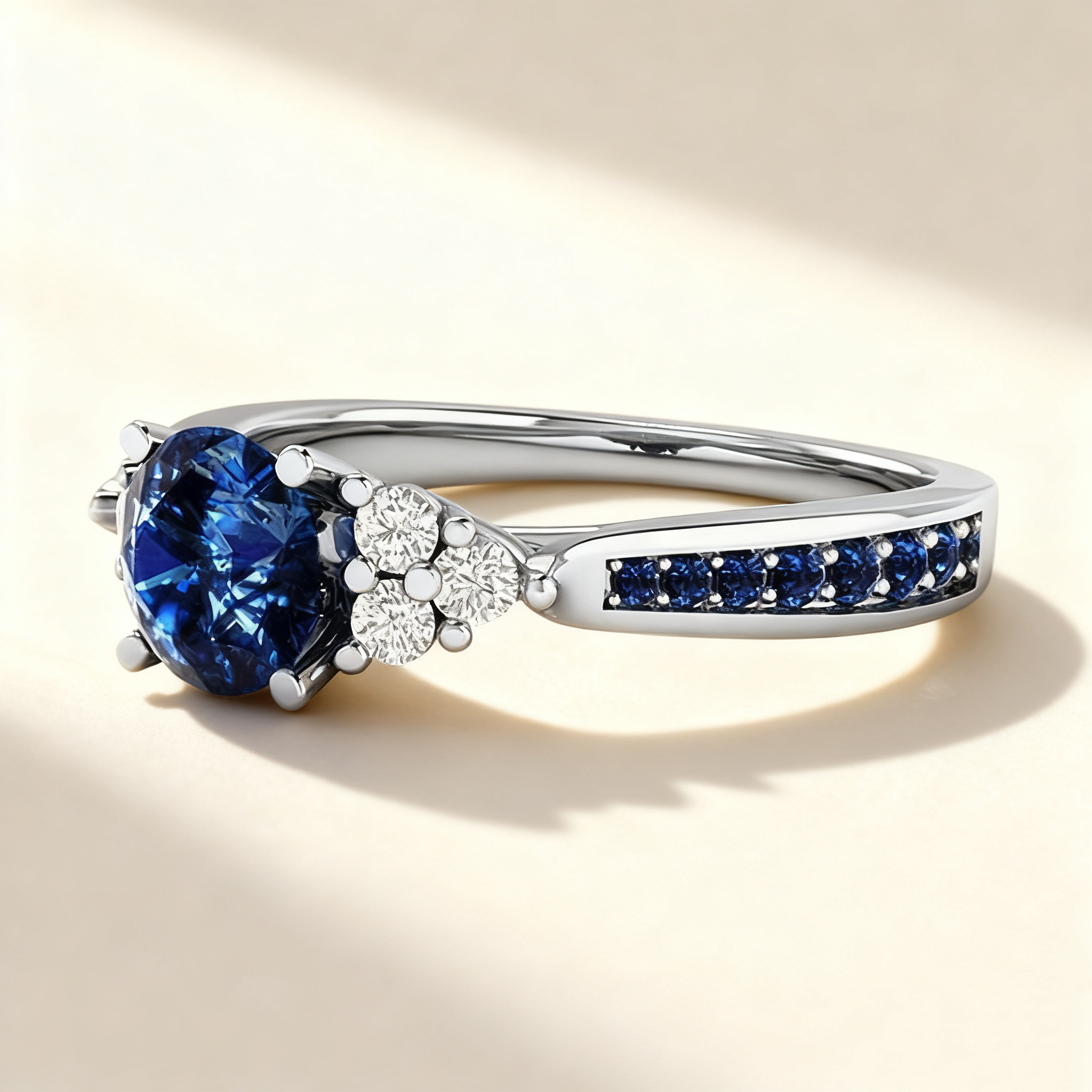 Blue Sapphire Pavé Ring
