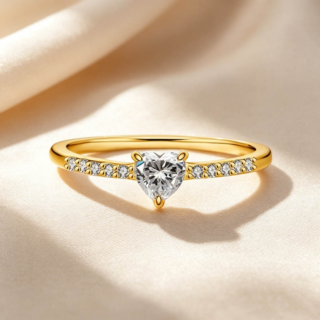 Stackable Heart Moissanite Ring Set
