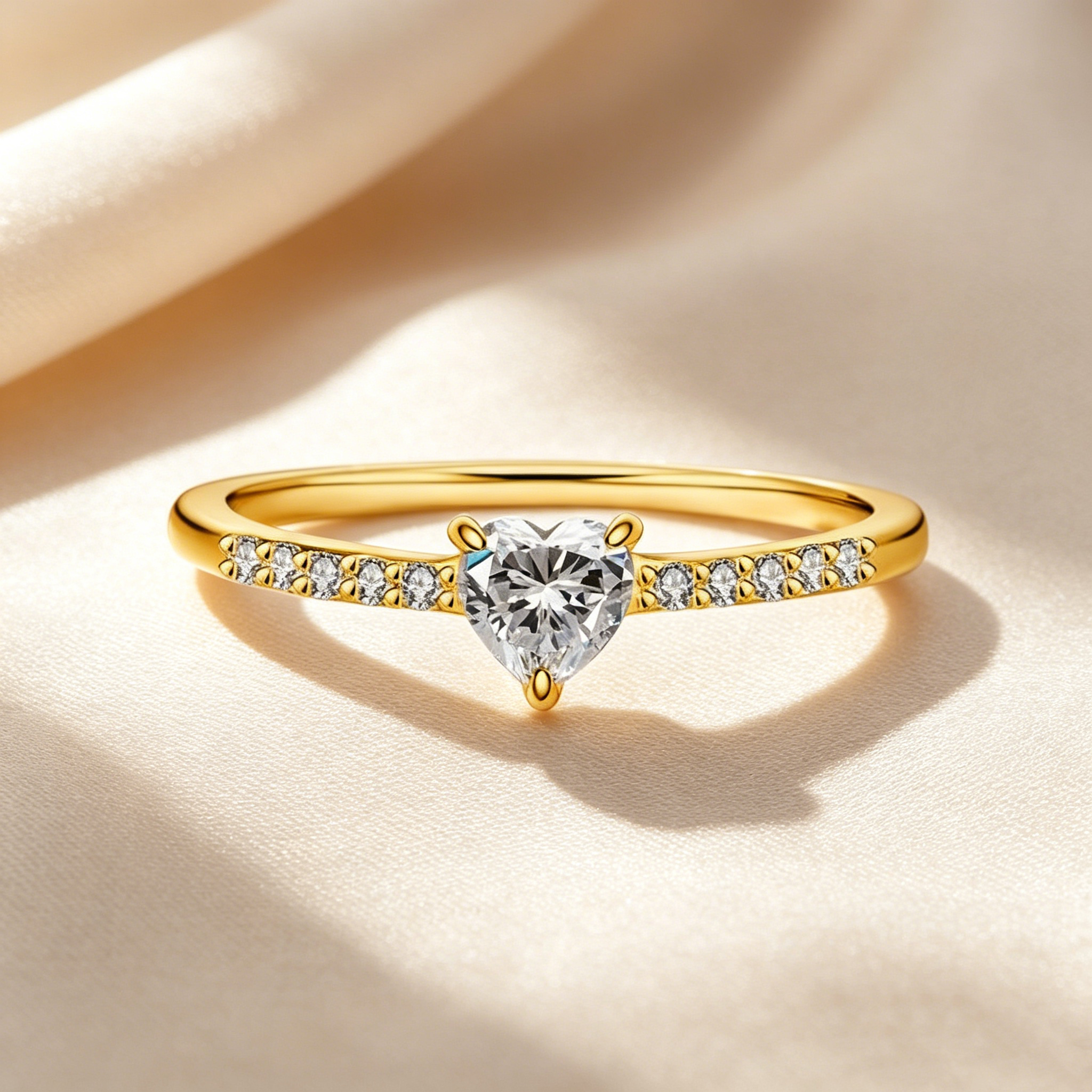 Stackable Heart Moissanite Ring Set