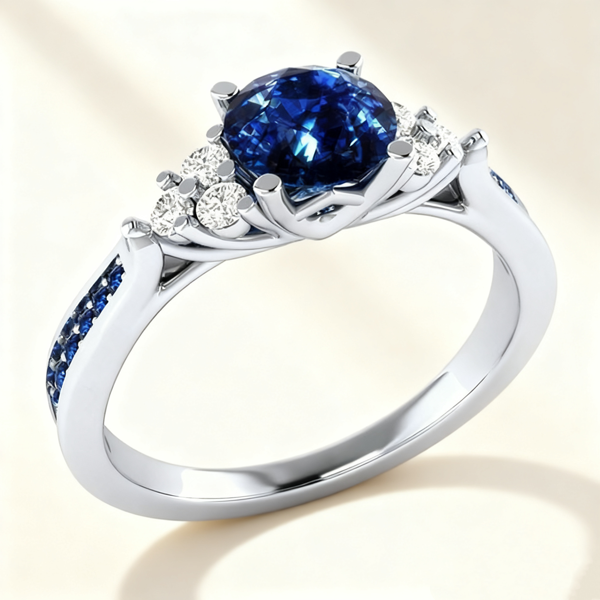 Blue Sapphire Pavé Ring