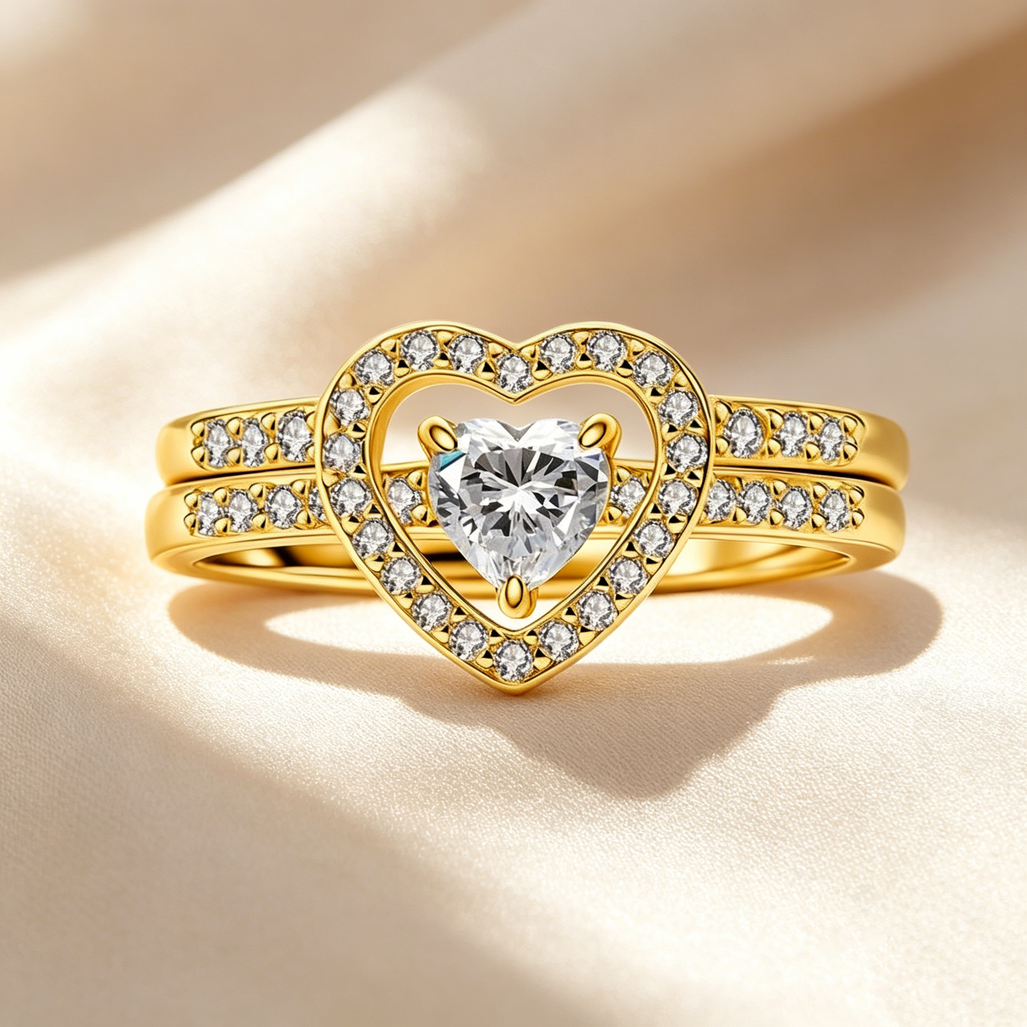 Stackable Heart Moissanite Ring Set