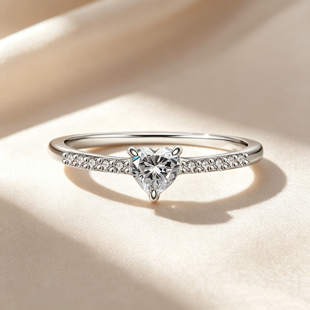Stackable Heart Moissanite Ring Set