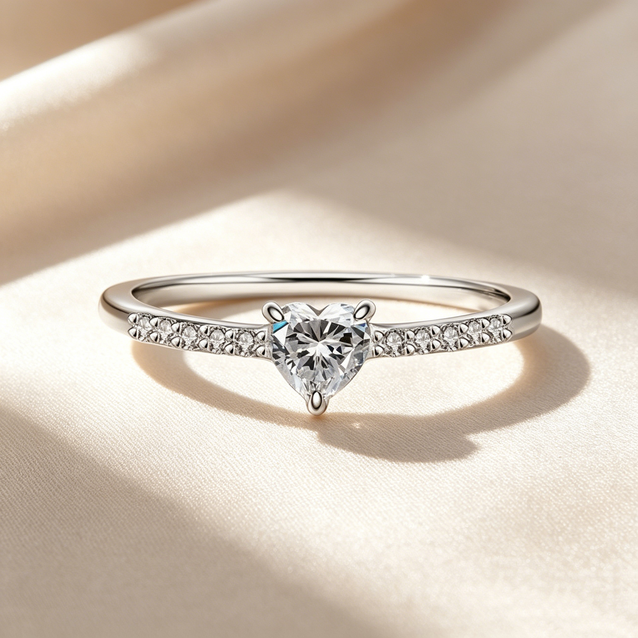 Stackable Heart Moissanite Ring Set