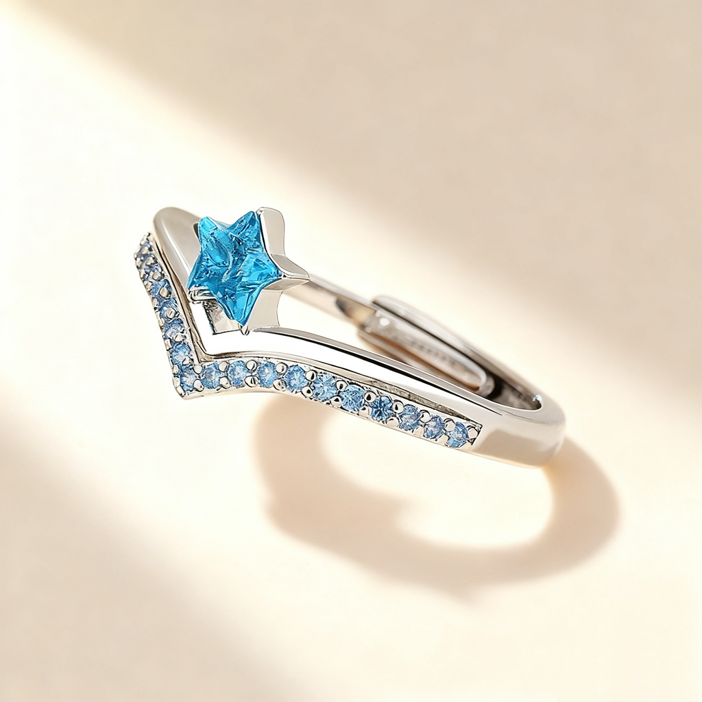 Star-Cut Aquamarine Pavé Ring
