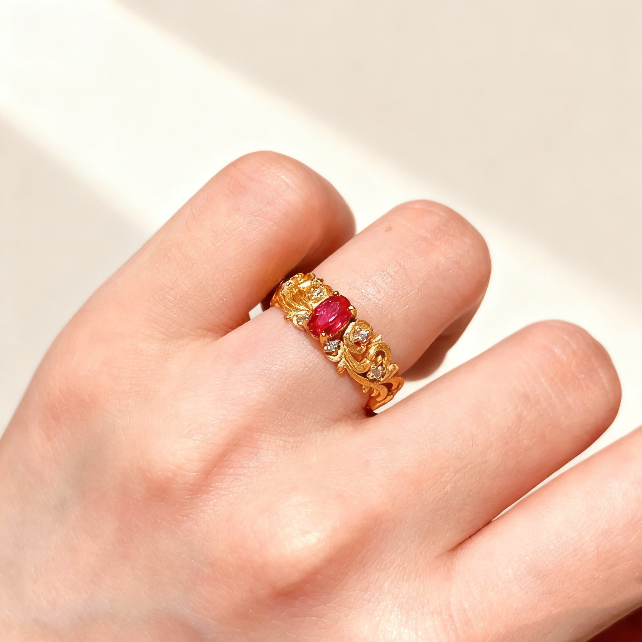 Vintage Filigree Ruby Ring