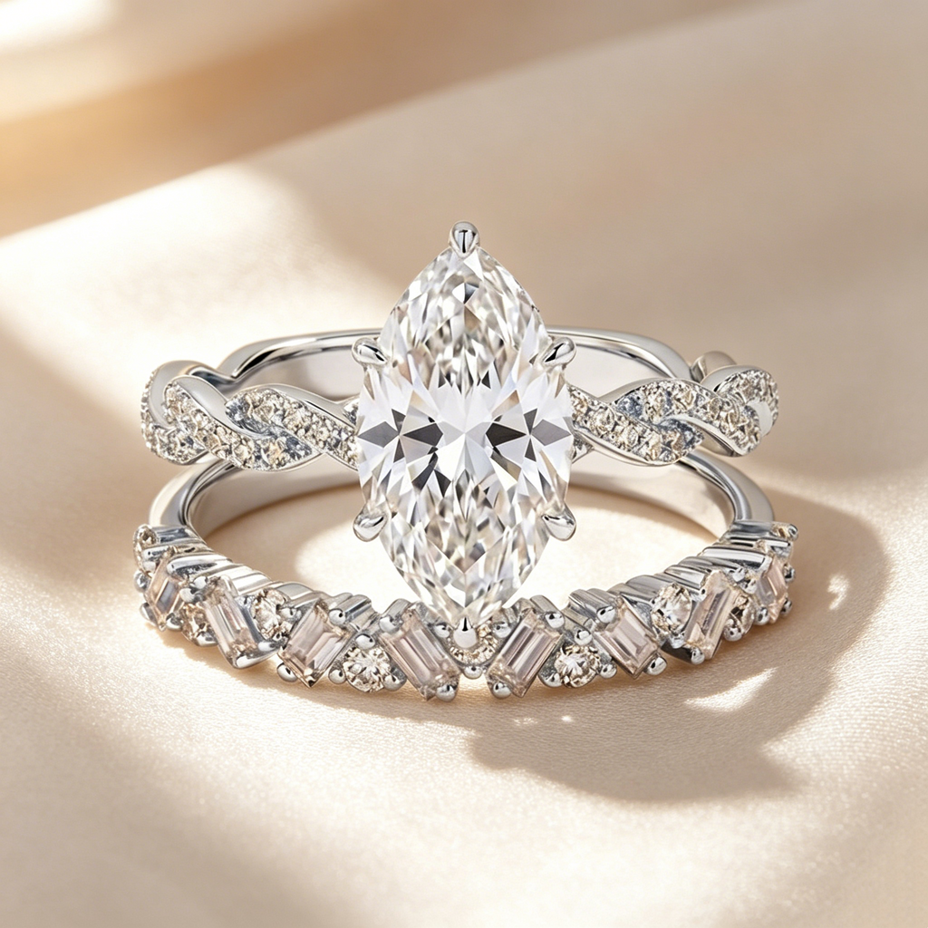 Marquise Cut Moissanite Ring