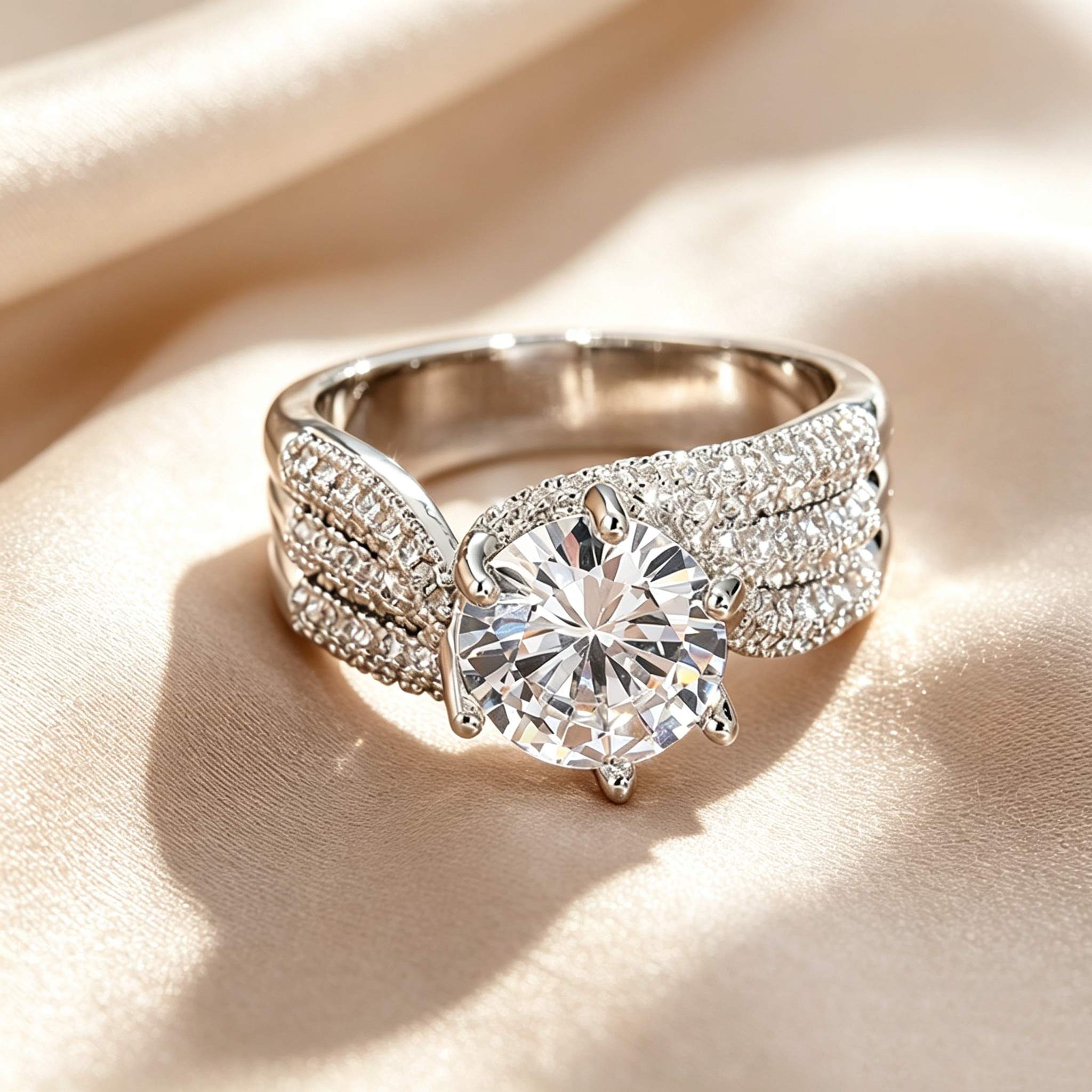 Triple Pavé Twisted Band Ring