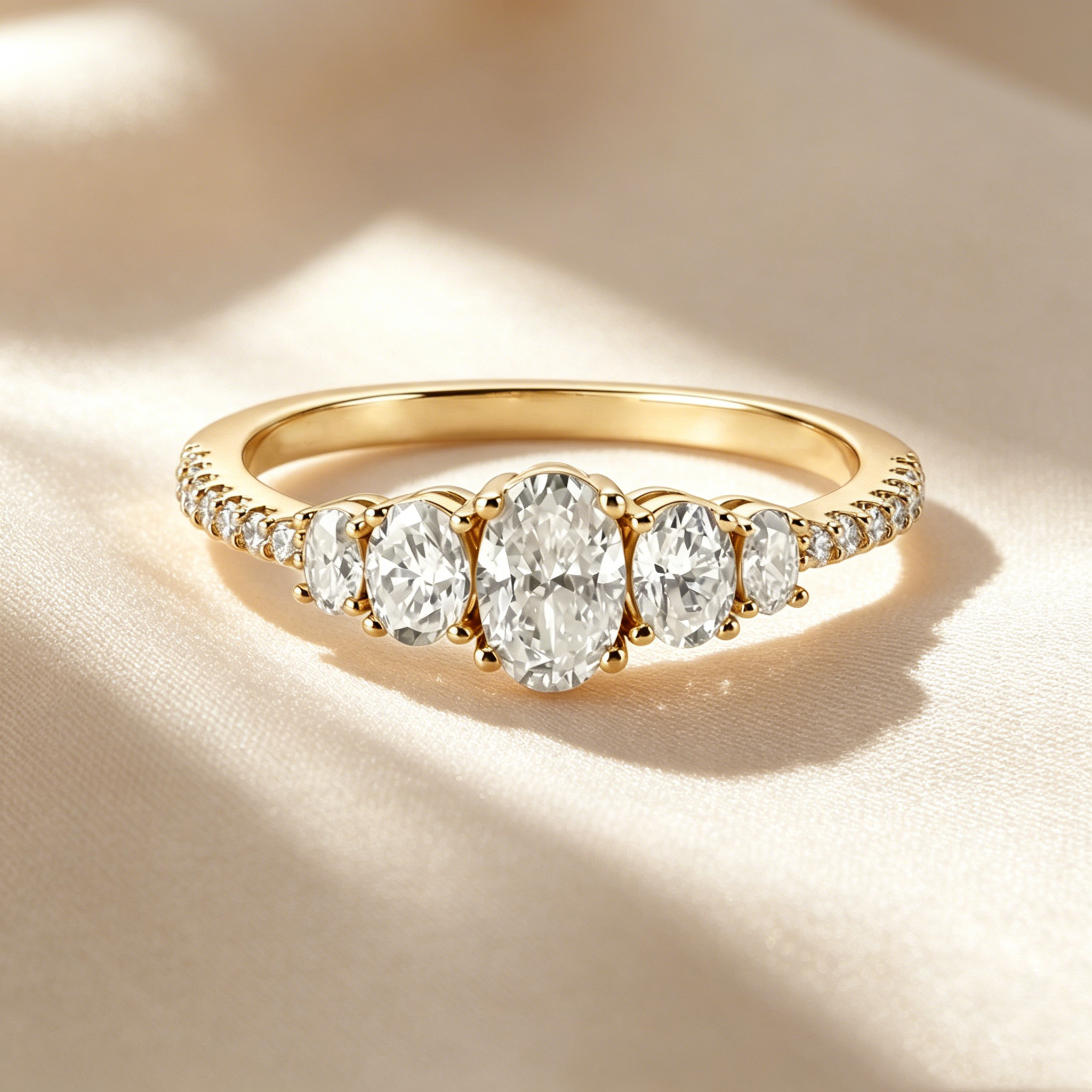 Oval Cut Five-Stone Moissanite Ring