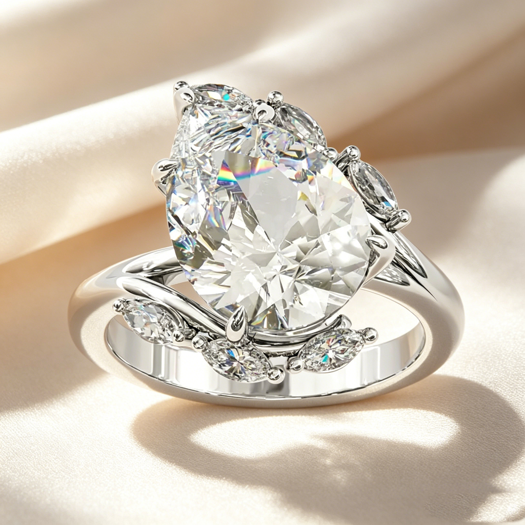 Pear-Shaped Cut Moissanite Ring