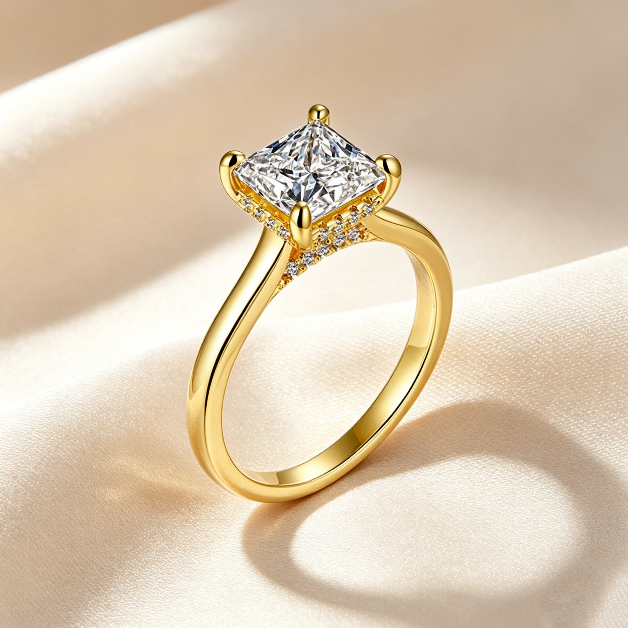 Princess Cut Moissanite Ring Set
