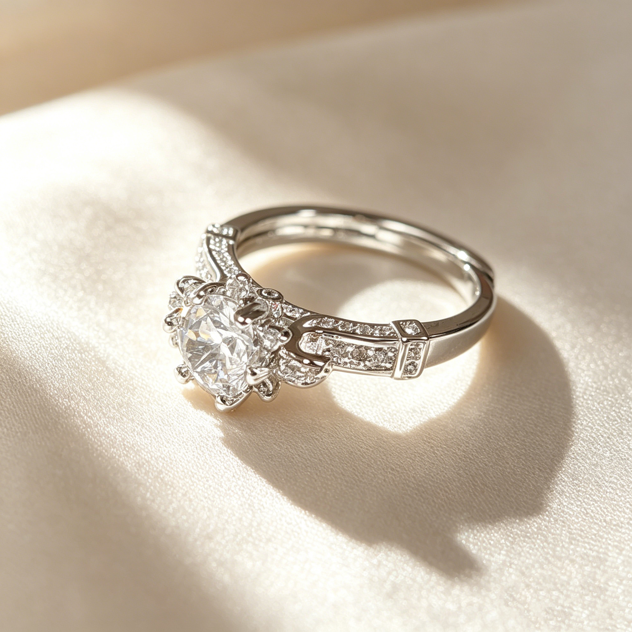 Snowflake Halo Moissanite Ring