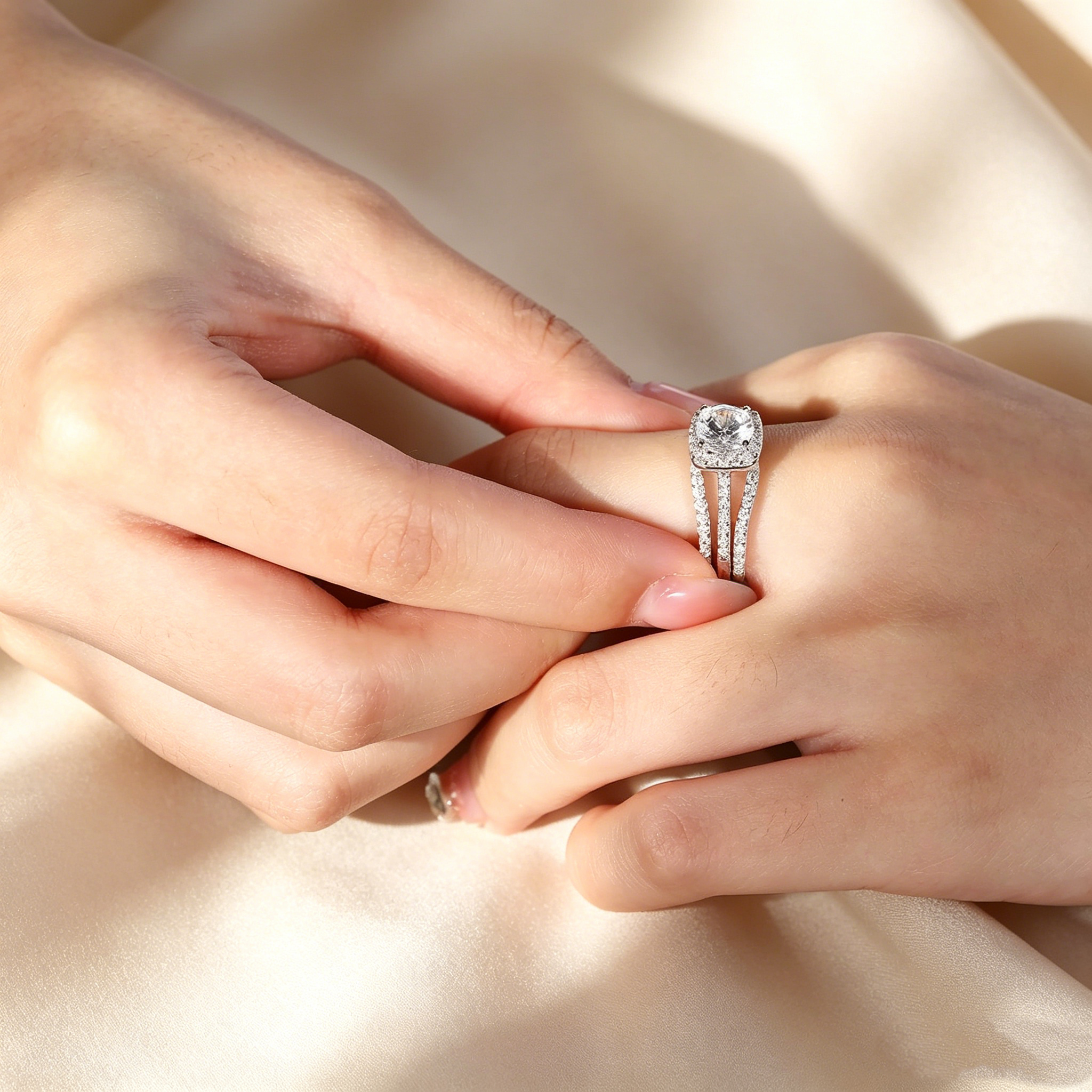 Circular Halo Stackable Ring Set
