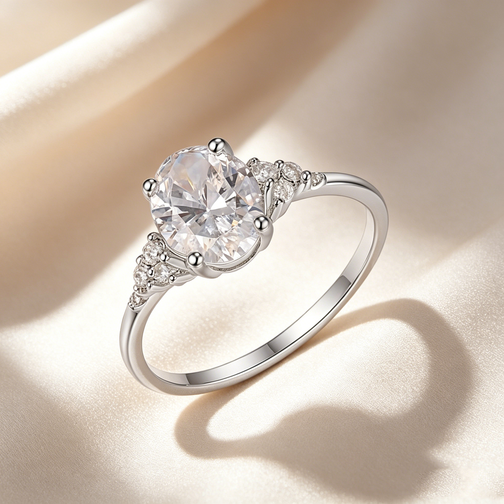 Luxurious Minimalist Sparkling Moissanite Ring