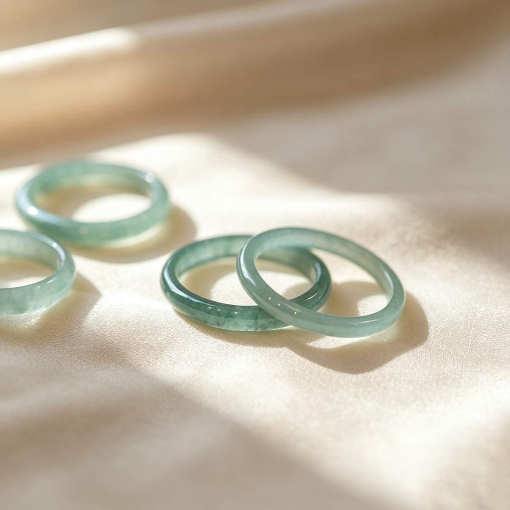 Natural Green Jade Minimal Band Ring