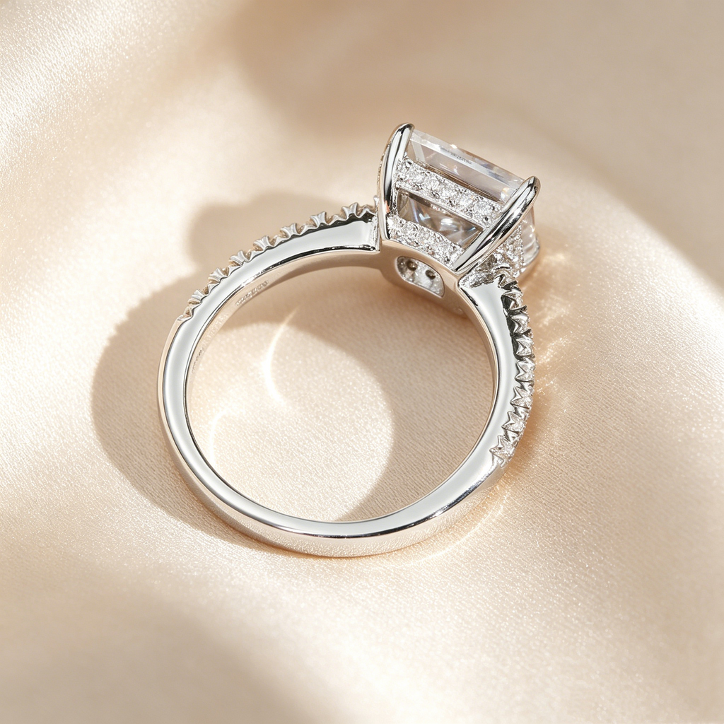 Princess Cut Moissanite Pavé Ring