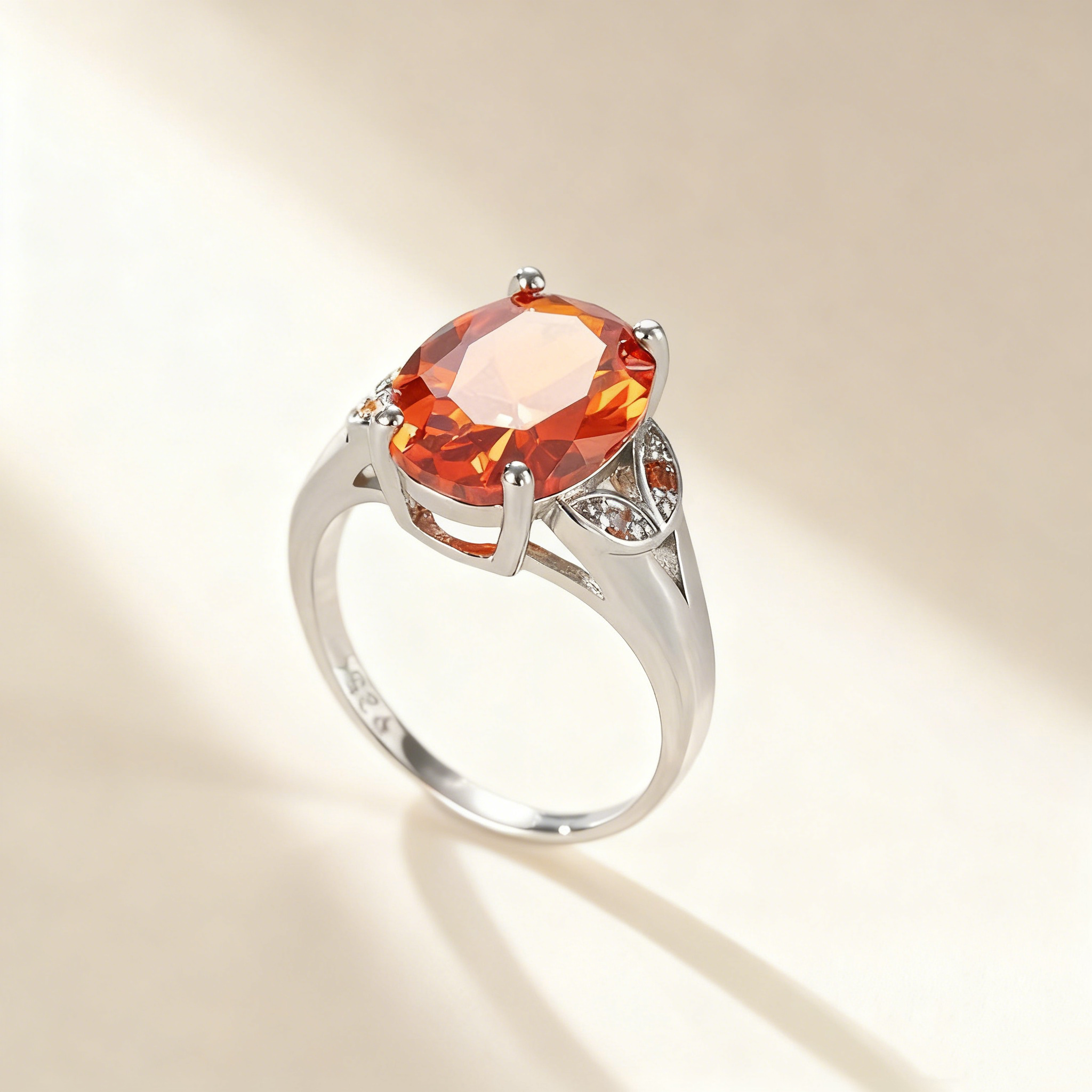 Oval-Cut Orange Gemstone Ring