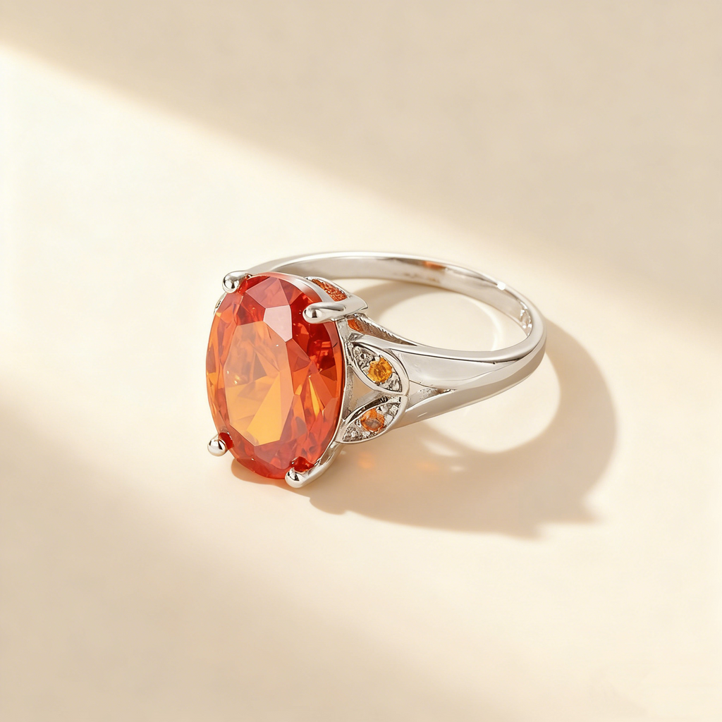 Oval-Cut Orange Gemstone Ring