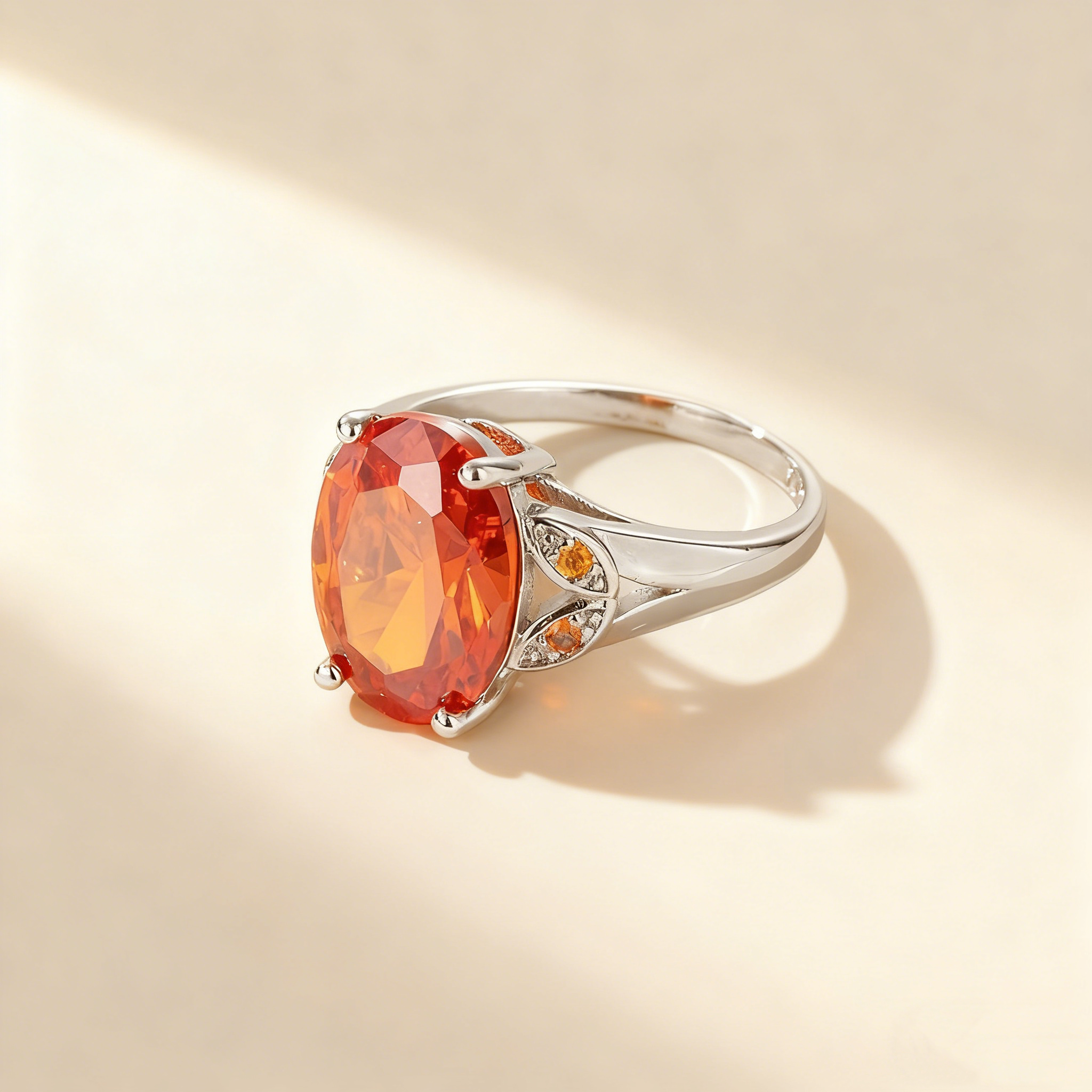 Oval-Cut Orange Gemstone Ring
