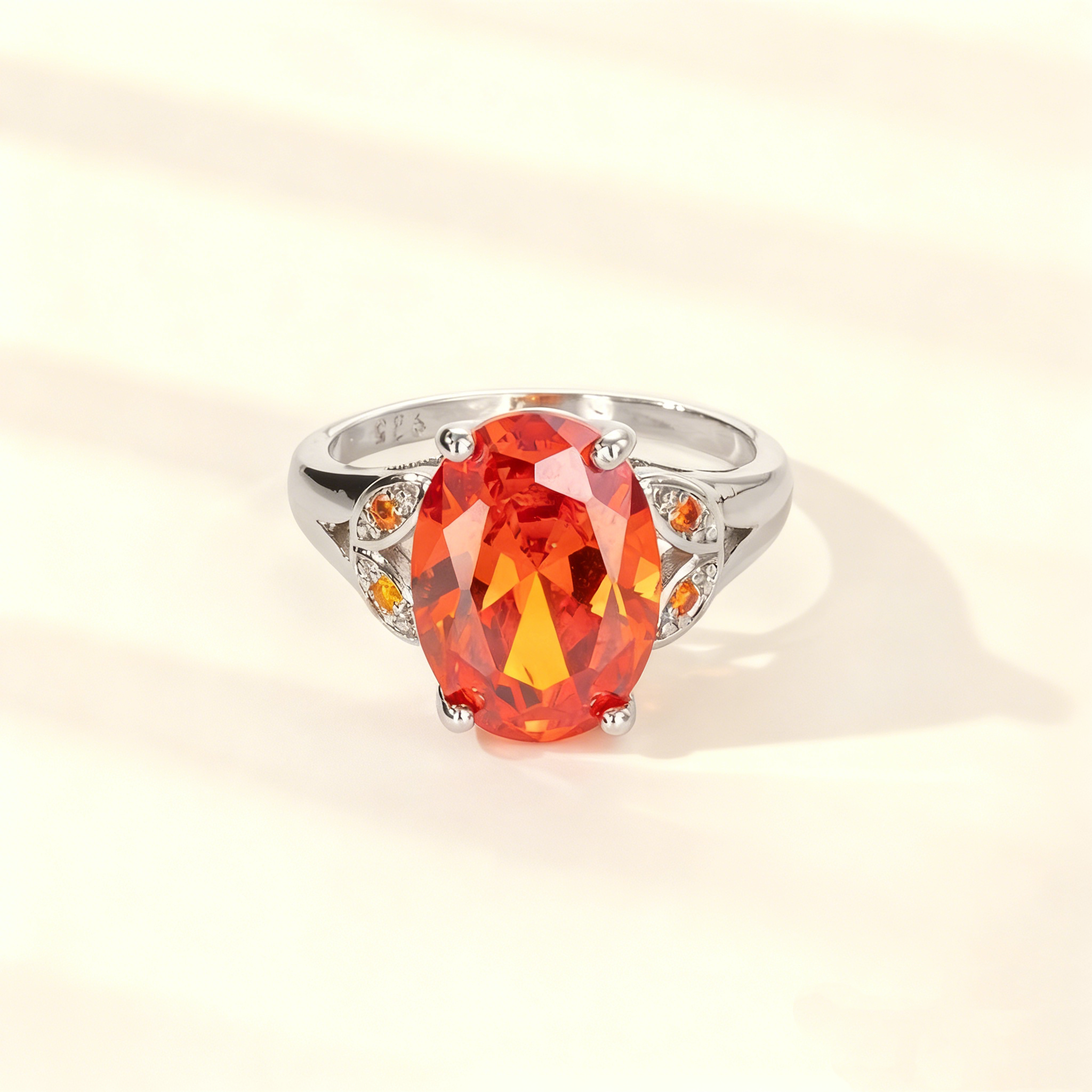 Oval-Cut Orange Gemstone Ring