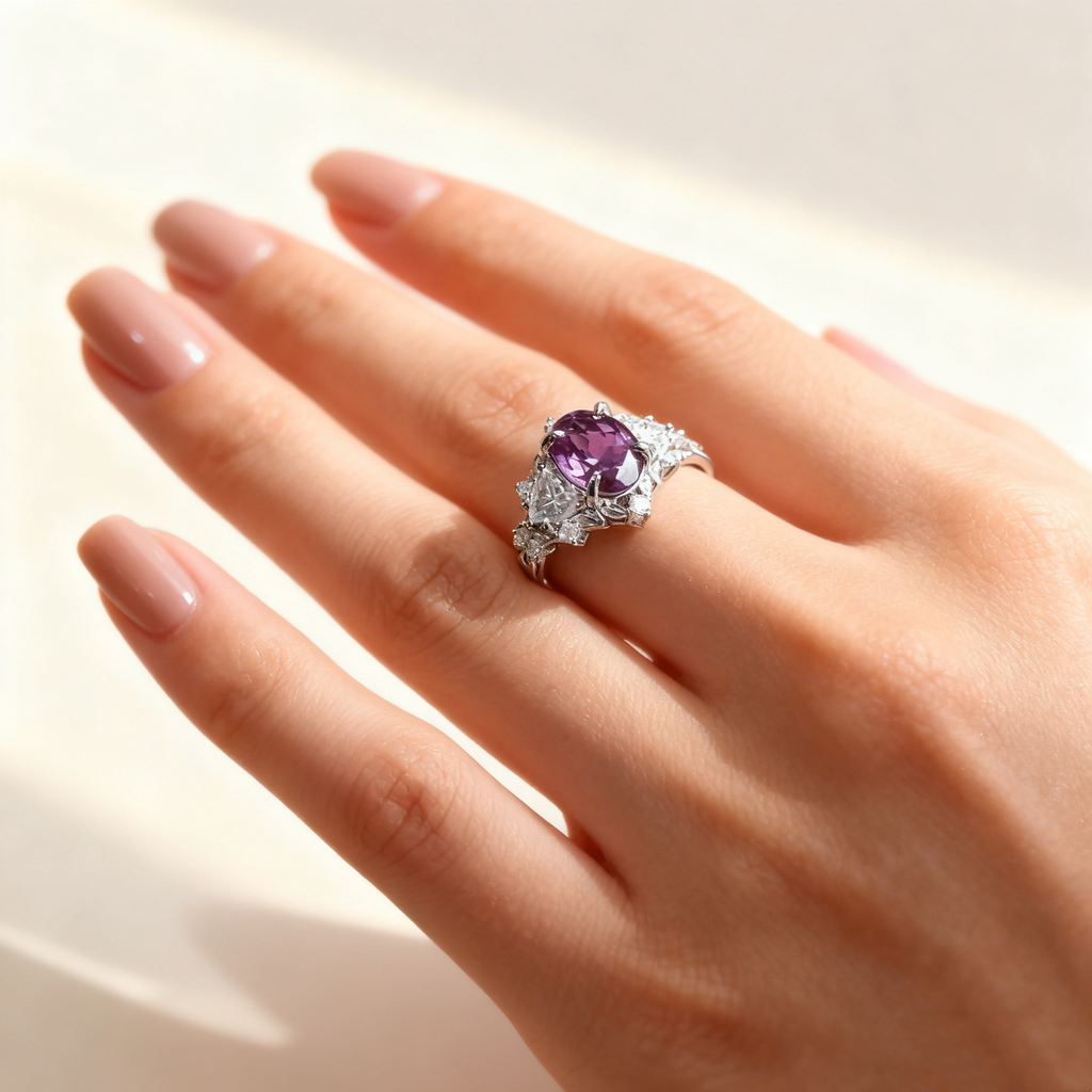 Amethyst Diamond Ring