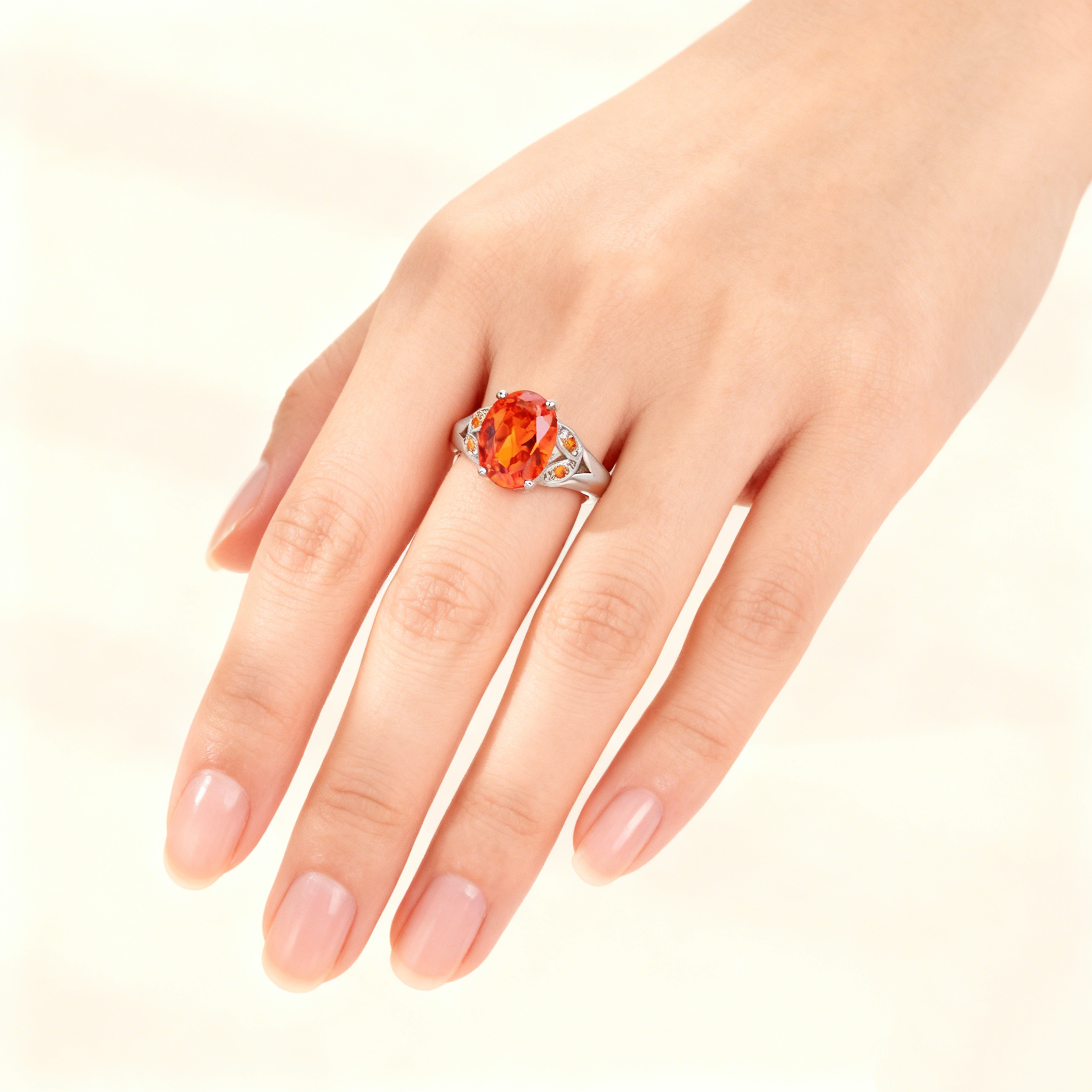Oval-Cut Orange Gemstone Ring