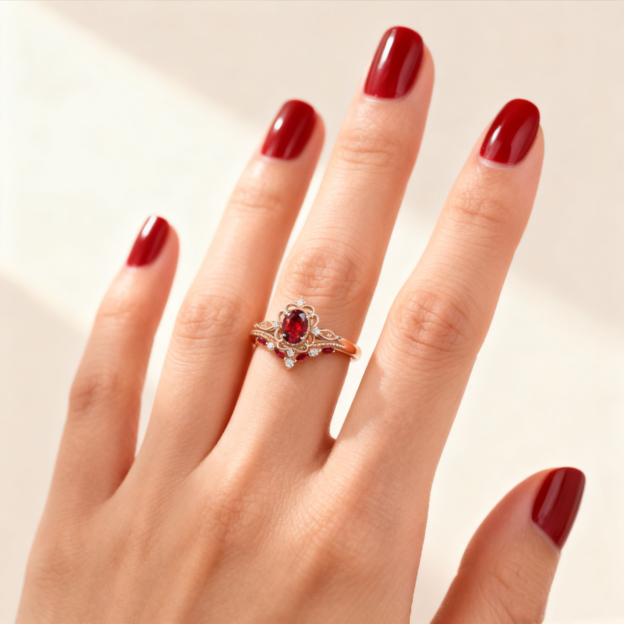 Red Sapphire Stackable Ring Set