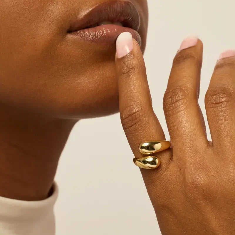 Sculpted Double Teardrop Open Ring
