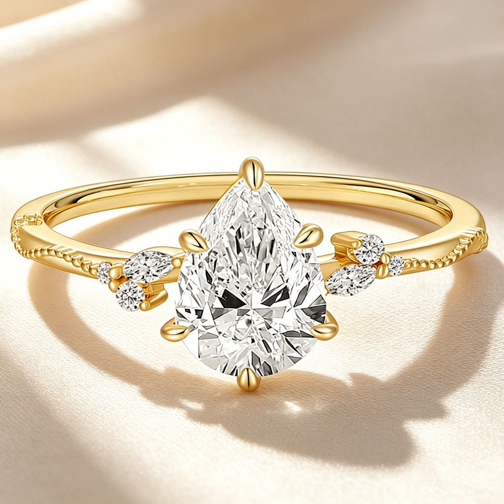 Vine Water Drop Garden Diamond Ring