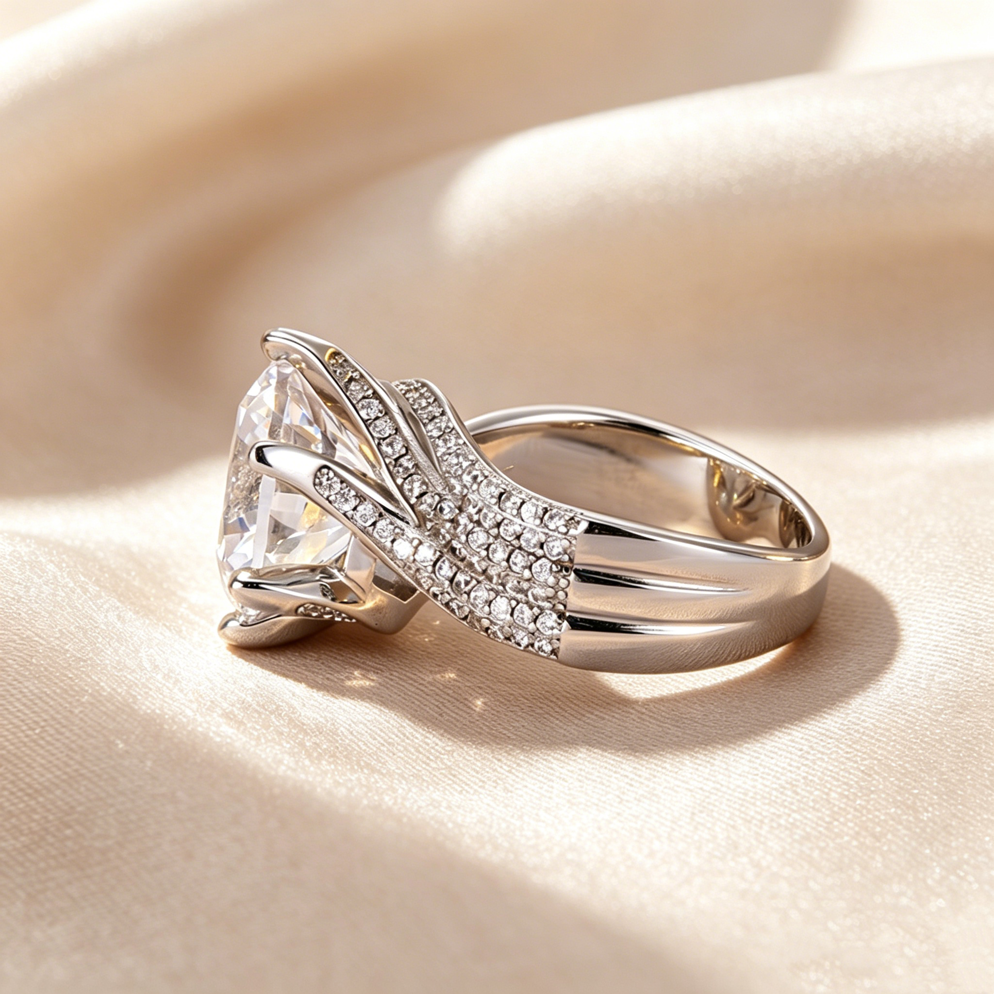 Triple Pavé Twisted Band Ring