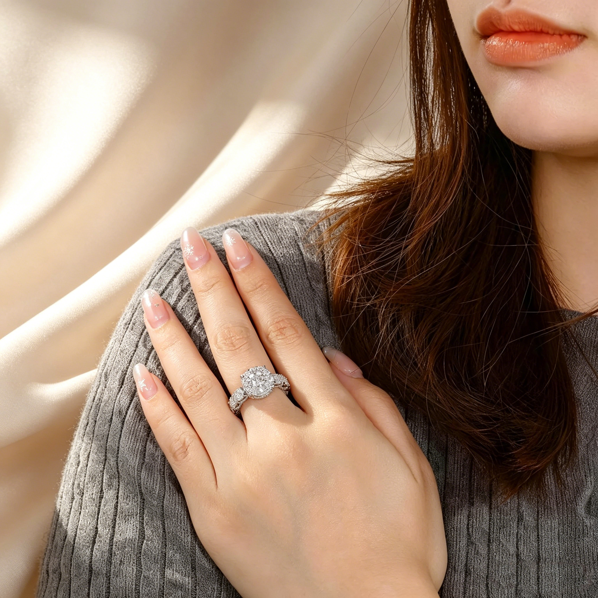 Twisted Band Multi-Layer Halo Moissanite Ring