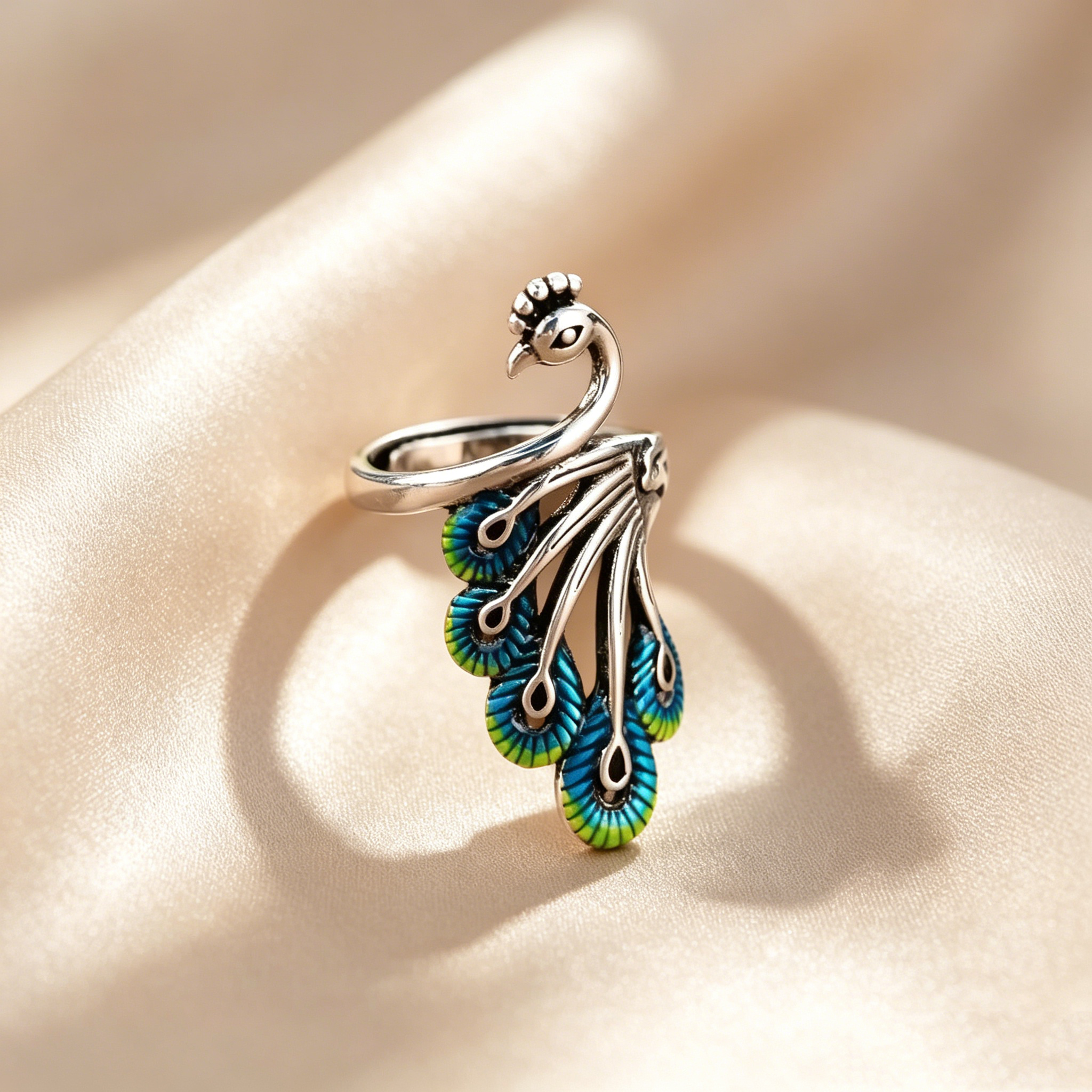 Eternal Peacock Enamel Ring