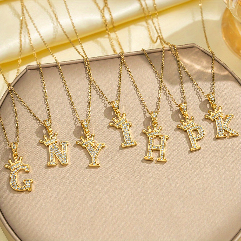 Initial Crown Necklace | Gold